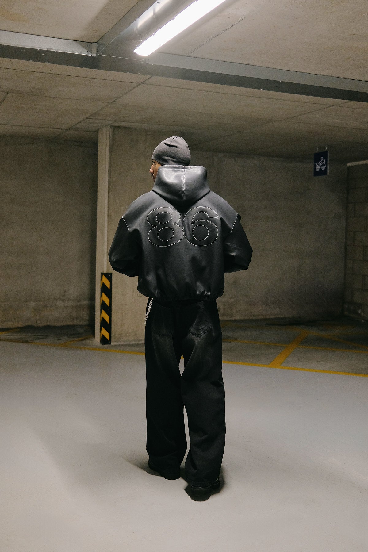 Moto PU Hooded Jacket - Black